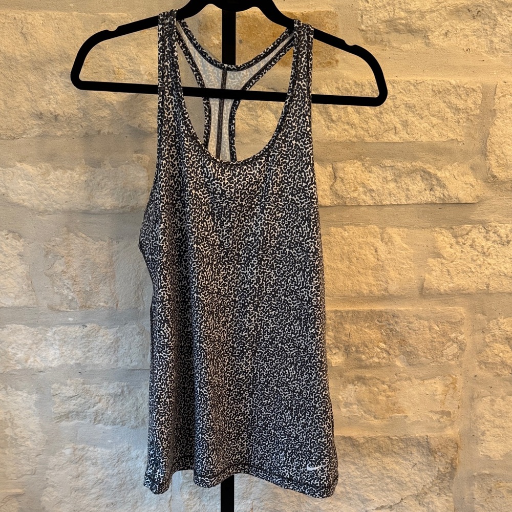 Nike Black & White Printed Racerback Tank (Women)